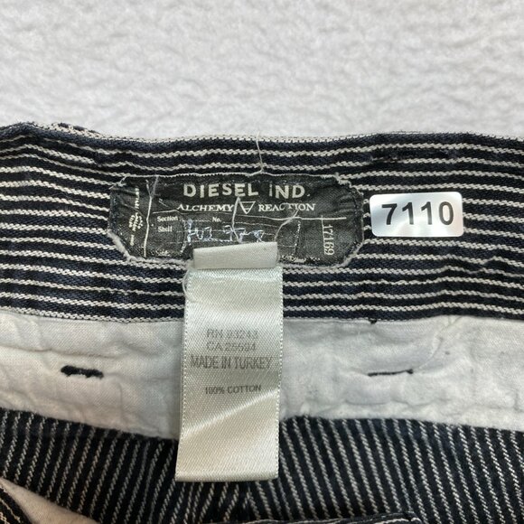 VINTAGE DIESEL Denim Pants Unisex 27 Black White Utility Achemy Reaction Y2K - Picture 4 of 12